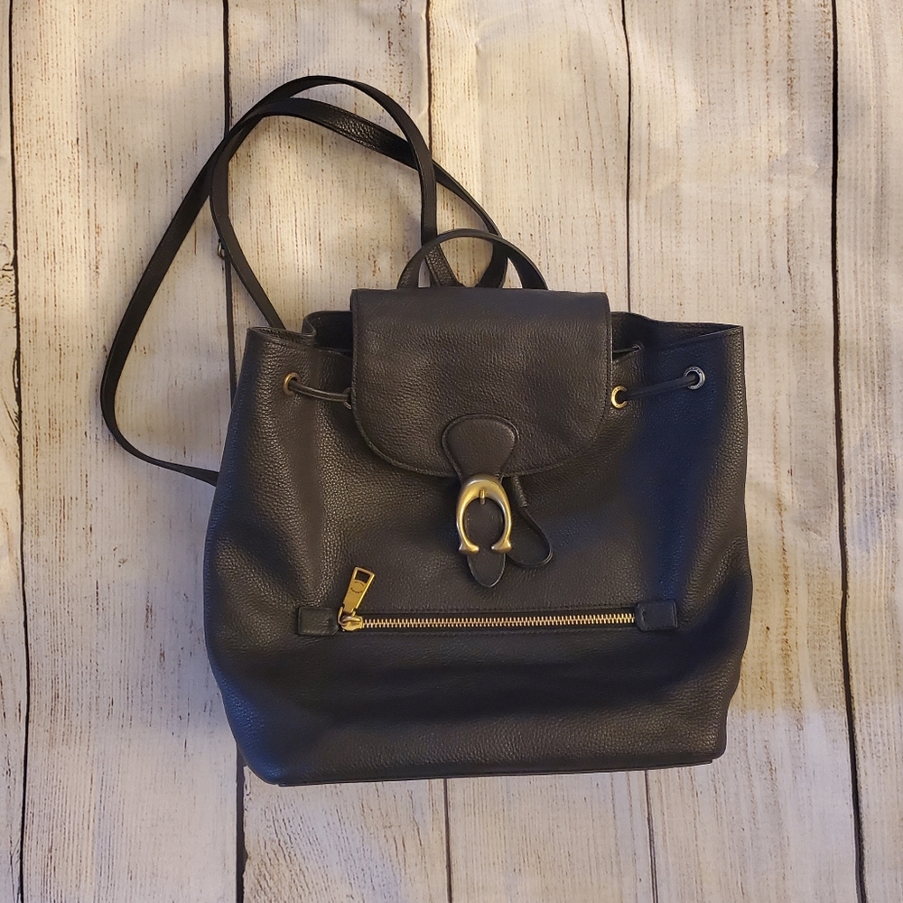 Coach Ladies Black Pebble Leather Evie 22 Backpack